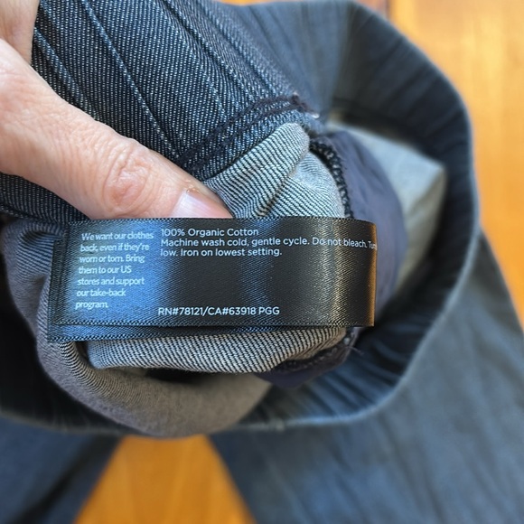 EILEEN FISHER XS Blue Chambray Organic Pull-On Pant Legging Side Pockets - Picture 6 of 7